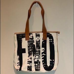 FASHION NIGHT OUT CANVAS/LEATHER TOTE BAG